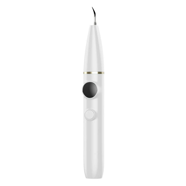 Ultrasonic Dental Plaque Remover with stainless steel and silicone construction, powerful vibrations, and USB charging