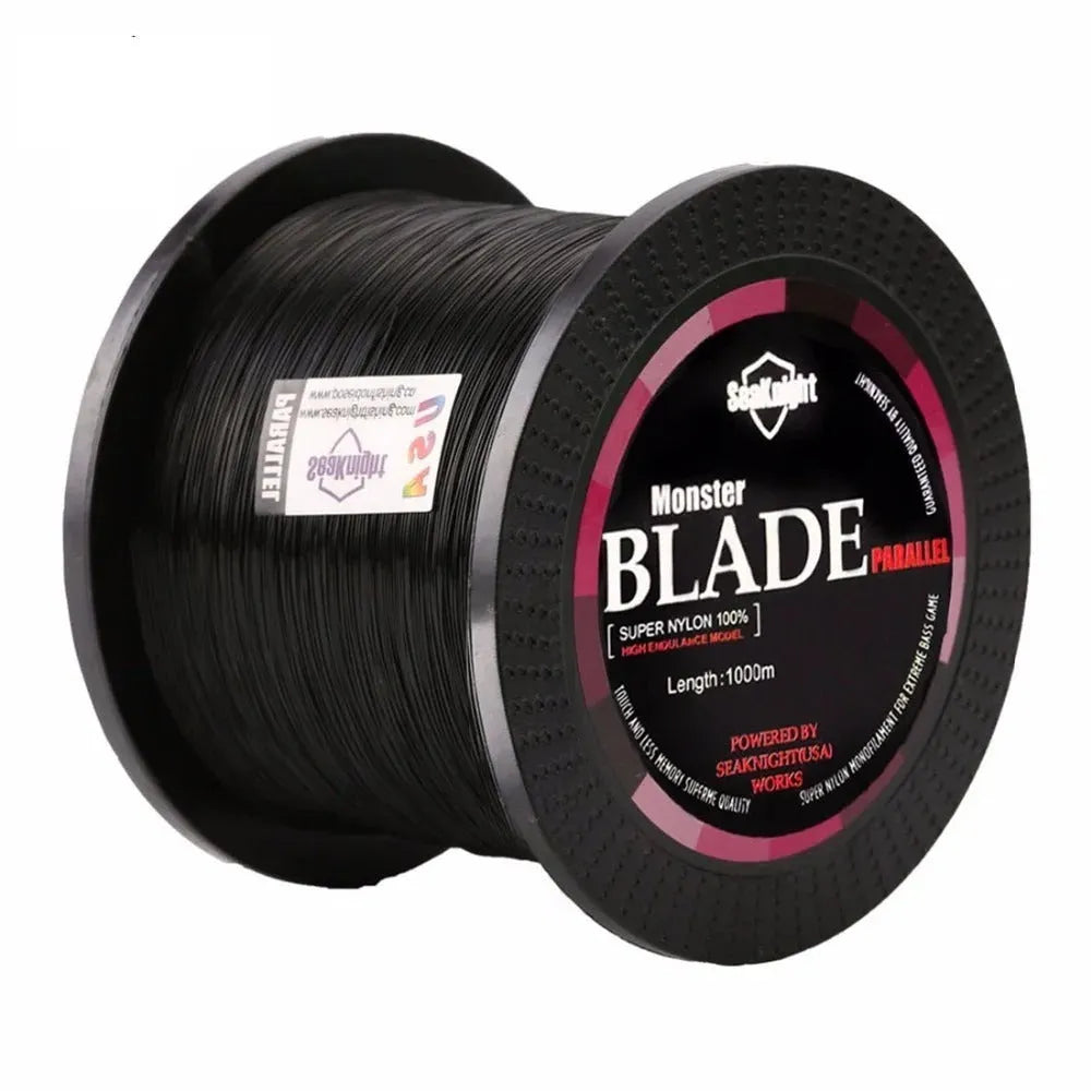 Seaknight1000 M nylon fishing line spool in available colours: black, blue, green, white, yellow.