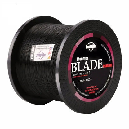 Seaknight1000 M nylon fishing line spool in available colours: black, blue, green, white, yellow.