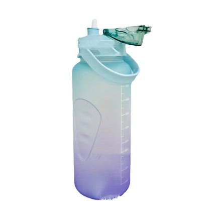 2.2L Half Gallon Plastic Water Bottle with time markers and gradient colors