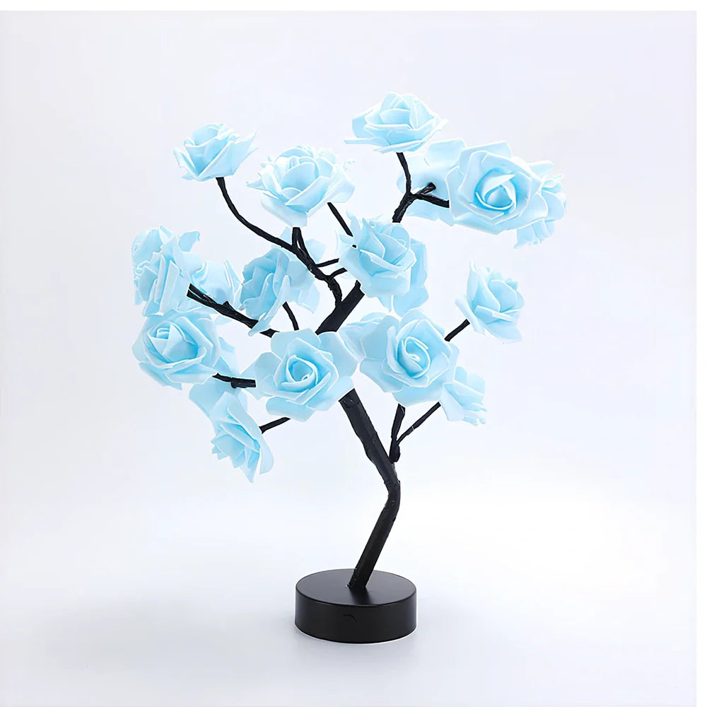 LED rose table lamp with flower design measuring 450mm height with USB power connection