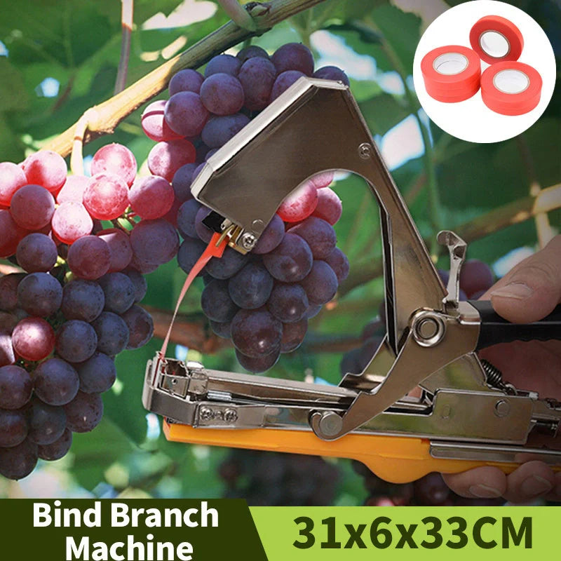 Garden Branch Binding Tool with plastic tape for efficient plant tying