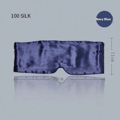 Mulberry silk sleep eye mask in champagne gold colour showing contoured design and adjustable strap