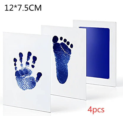 Disposable ink baby hand and foot print kit with six colour options and two size formats
