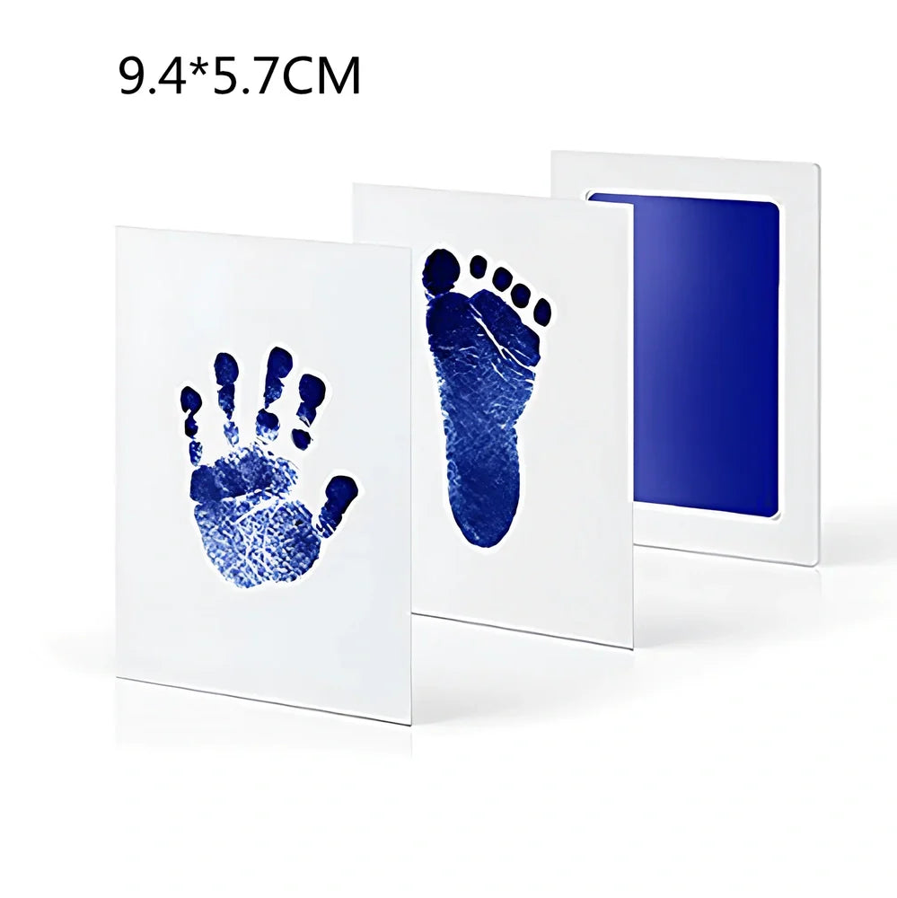 Disposable ink baby hand and foot print kit with six colour options and two size formats
