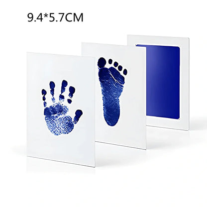 Disposable ink baby hand and foot print kit with six colour options and two size formats