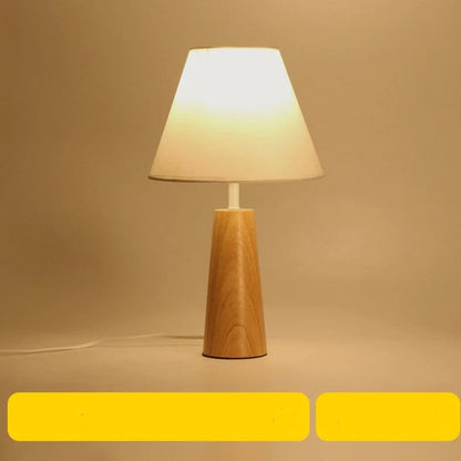 Solid wood bedside lamp with bamboo holder, 40cm height, 8cm base, wood colour finish