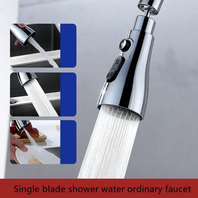 Universal pressurised kitchen faucet sprayer with 360-degree rotating head in matte black finish