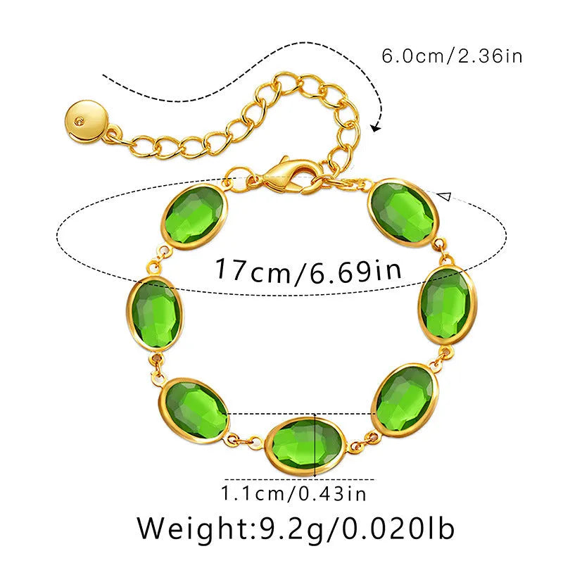 Geometric women's bracelet with glass inlay on 18K copper in blue, green or multicolour options