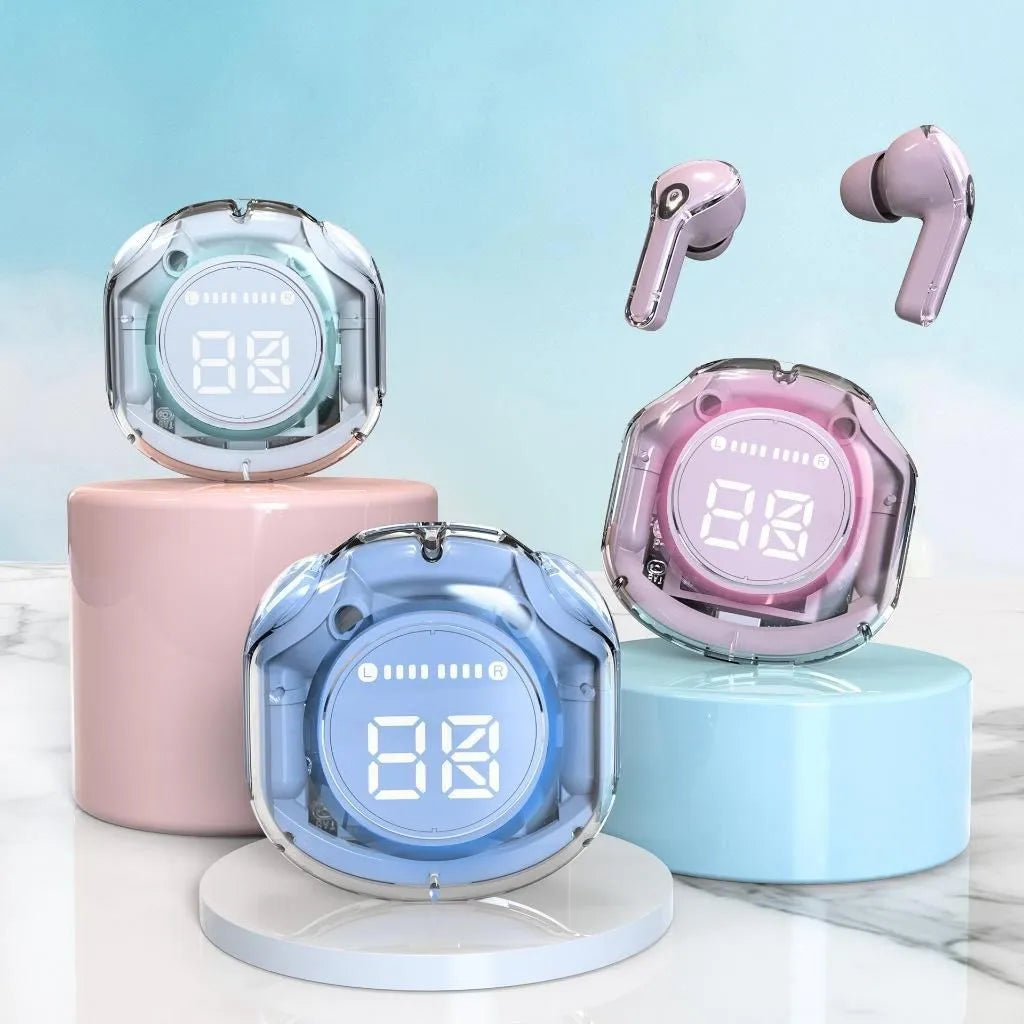 Transparent Warehouse wireless Bluetooth headset in multiple colours with in-ear design and optional breathing light