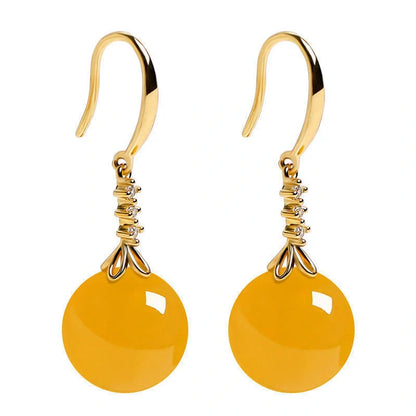 Elegant silver-tone earrings with green agate gemstones for women