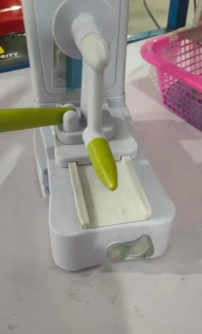 Versatile kitchen vegetable cutter with interchangeable stainless steel blades for effortless slicing, dicing, and shredding of produce