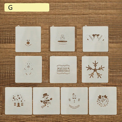 Stainless steel Christmas biscuit mold set featuring various festive shapes for holiday baking