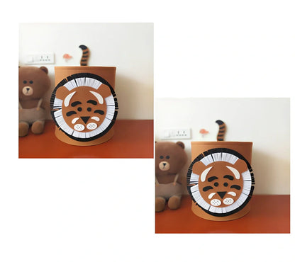 Cartoon animal felt storage basket in elephant design showing 35cm diameter and 37cm height dimensions