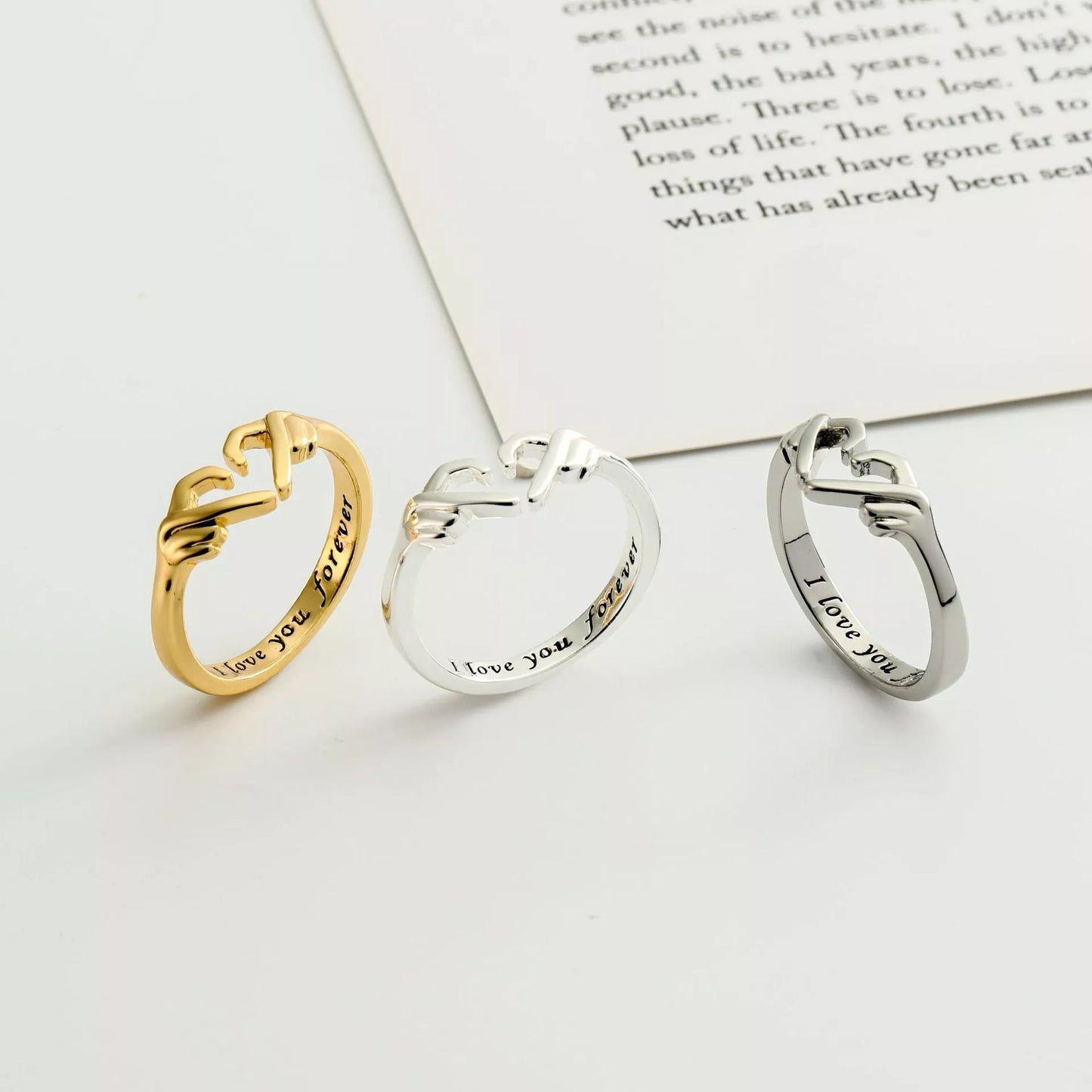 Adjustable Heart Claddagh Ring in silver, gold, or thick silver with love engraving