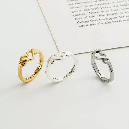 Adjustable Heart Claddagh Ring in silver, gold, or thick silver with love engraving