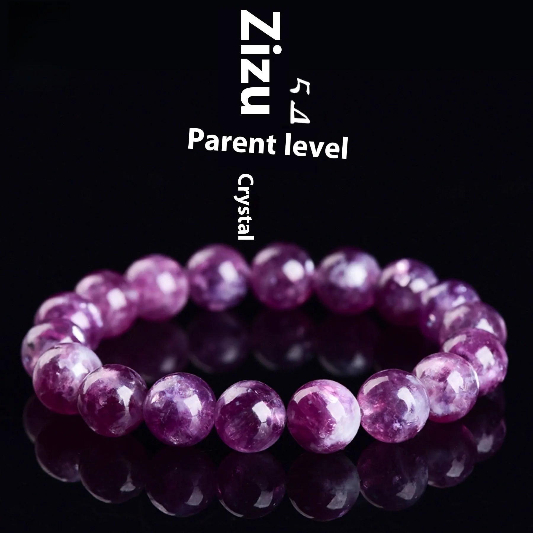 Purple Grandmother Crystal Bracelet with geometry-shaped polished beads in 5A grade purple colour, showing single circle design