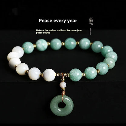 Natural blue Burma jade bracelet with horseshoe nuts and safety buckle