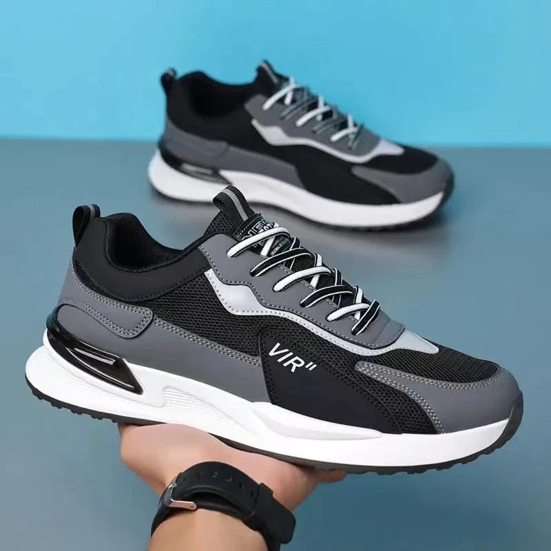 Stylish color-blocked mesh sneakers with breathable design for men