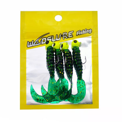 Soft Bait Bionic Fake Lead Head Hook Fishing Tackle with curling tail
