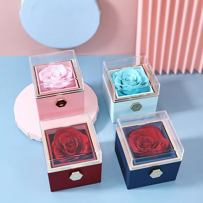 Reversible Proposal Ring Necklace Box in red, blue, lake blue, and pink with universal inner core