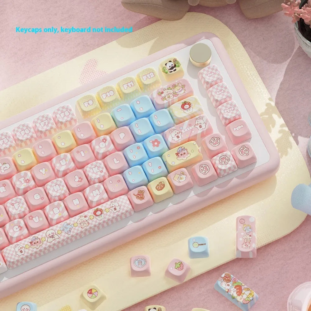 Clip Doll character mechanical keyboard keycap set with sublimation printed designs on PBT plastic