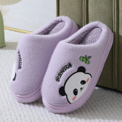 Cozy Panda Slippers with thick, slip-resistant sole and plush interior for winter comfort and style