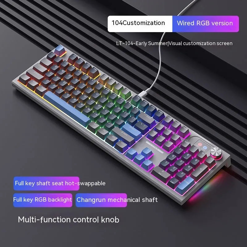 Bluetooth wireless three-mode mechanical keyboard, ABS body, 445x138x29mm, Type-C cable included