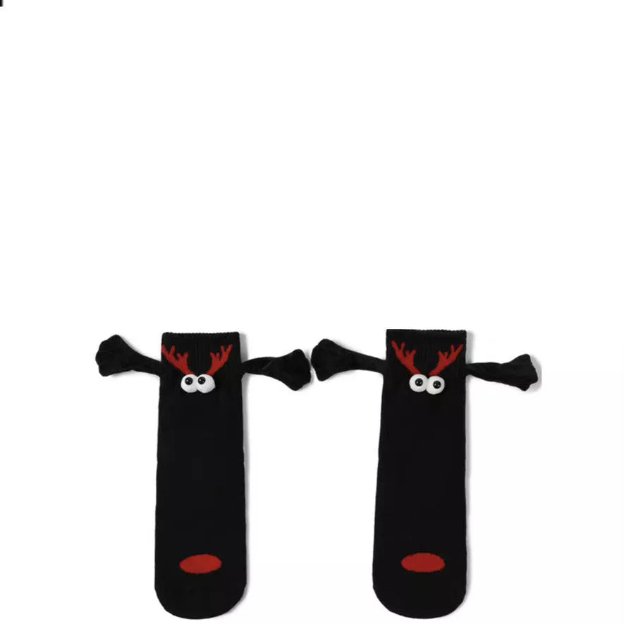 Couple magnetic handle Christmas hand socks in various festive designs