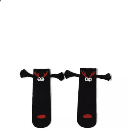 Couple magnetic handle Christmas hand socks in various festive designs
