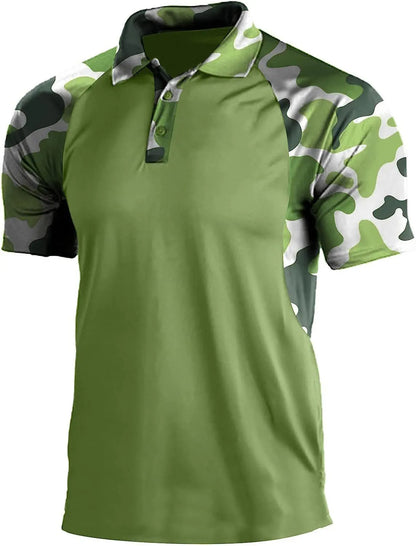 Men's striped short-sleeved polo shirt with lapel collar and zip front in polyester fibre, summer top in sizes S to XXXL