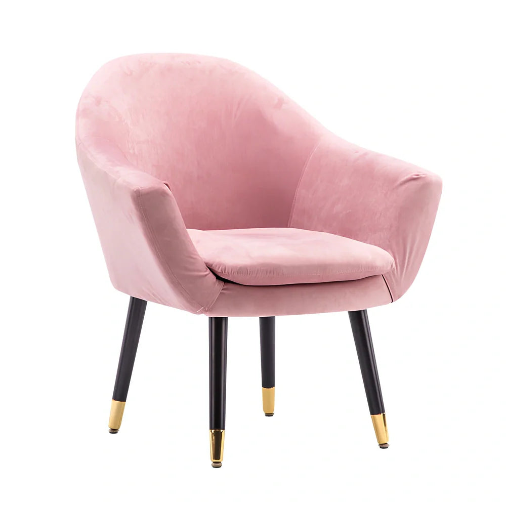 Pink fabric lounge sofa chair with compact 72cm width for small living spaces