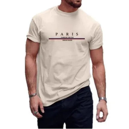 Heavy men's short-sleeved t-shirt with a letter print design in pure cotton.