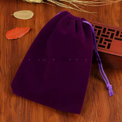 Multi-colour flannel jewellery storage bags in sizes 5x7cm to 20x30cm with gold drawstring and lining