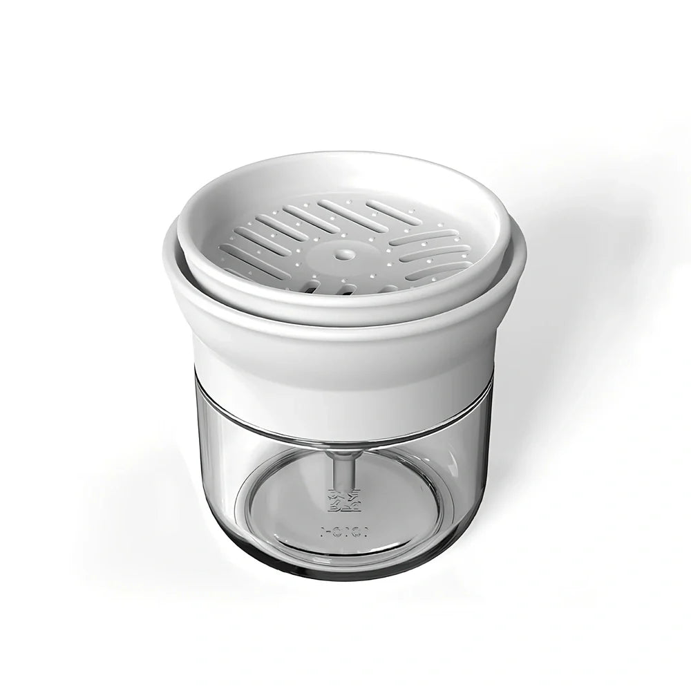 Automatic liquid dispenser with press mechanism in PP soda glass, 15ml portion control