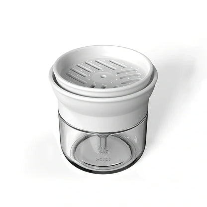 Automatic liquid dispenser with press mechanism in PP soda glass, 15ml portion control