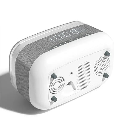 Intelligent Multifunctional Alarm Clock with Bluetooth Speaker, Wireless Charger, and Atmosphere Light