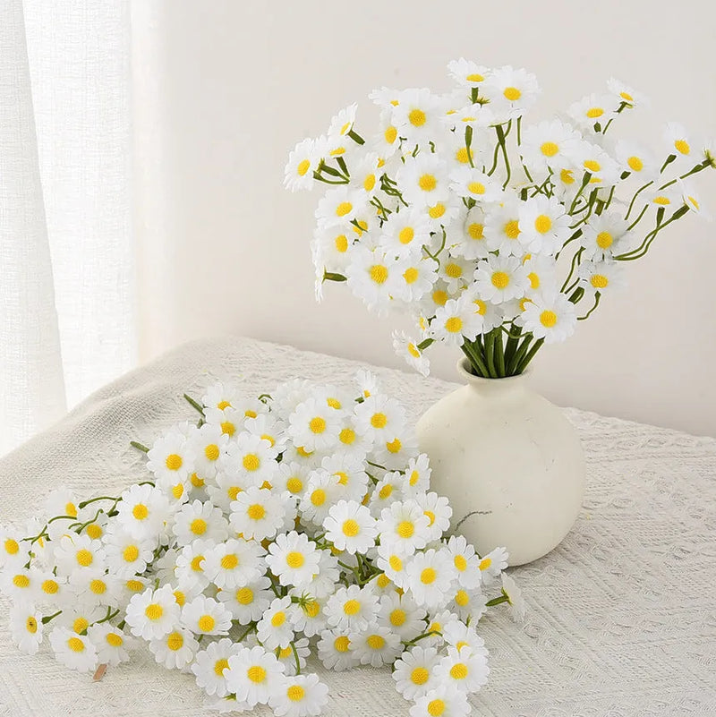 Fake Chrysanthemum Bundle Silk Flower Bouquet for Wedding Dress Outdoor Photography Props Home Clothing Decoration Beige