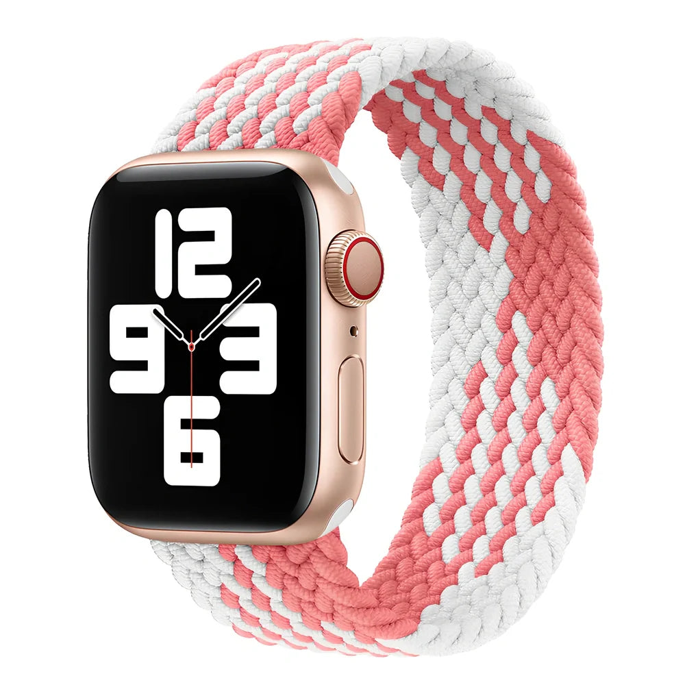 Elastic nylon braided watch strap in British lavender for Apple Watch, 38/40/41mm size with 120mm length fitting 130-140mm wrists