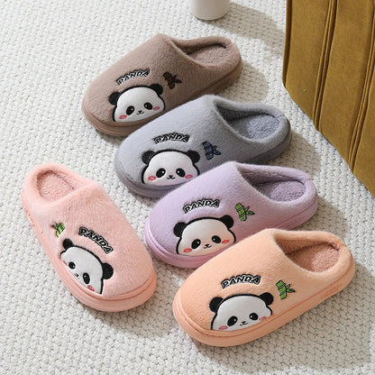 Cozy Panda Slippers with thick, slip-resistant sole and plush interior for winter comfort and style