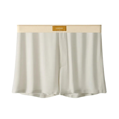 Men's loose-fit Ice Silk nylon underwear in a three-pack, showing colour options like black, green, and grey.