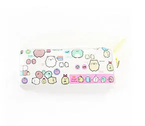 Leather pencil case, 22cm x 9.5cm x 7cm, zip closure, animal and fruit patterns, 18 colours