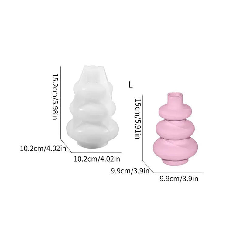 Three layer circle vase ornaments silicone mould in irregular shape