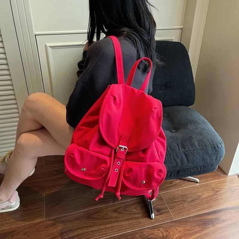 Women's large capacity Oxford cloth schoolbag with sewing thread and printing, free size, available in eight colours