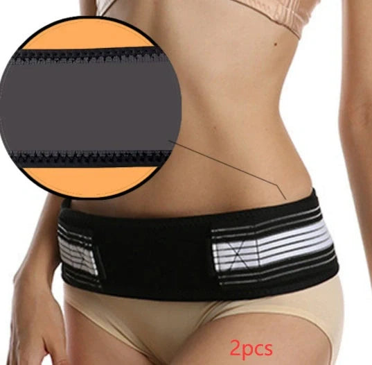 Double-reinforced Pelvic Repair Orthosis Protective Belt in black, available with or without vents for adjustable pelvic support and correction
