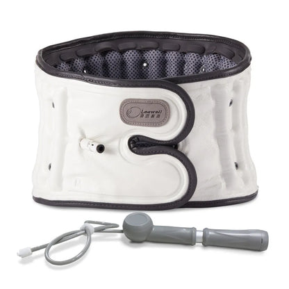 Lumbar waist supporter with automatic inflation mechanism in PU material, showing S and M size options