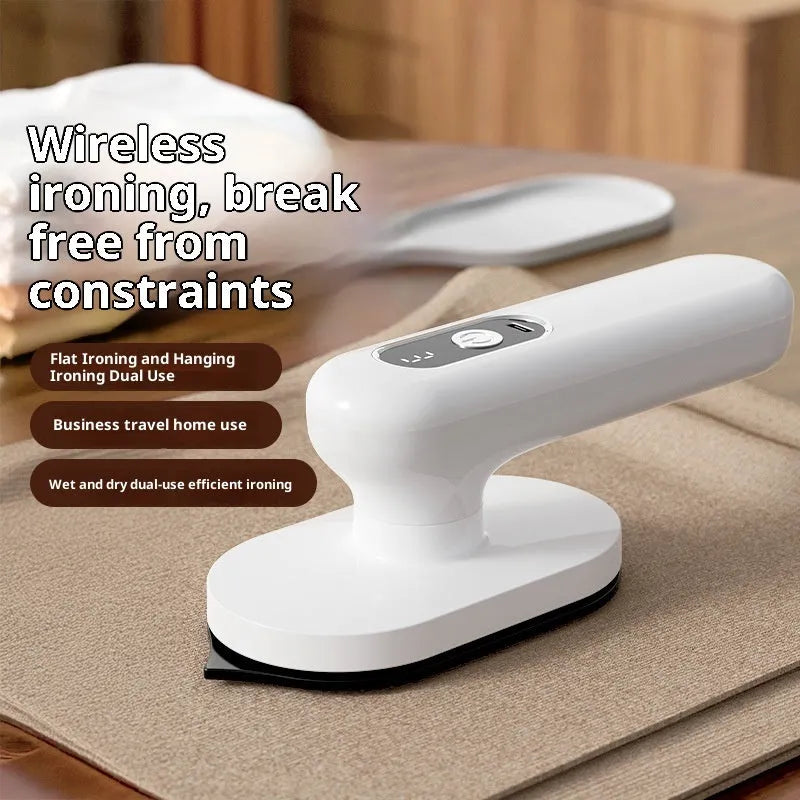 White mini heat press machine with USB power, three-step thermostat, heater band lining, and compact plastic shell