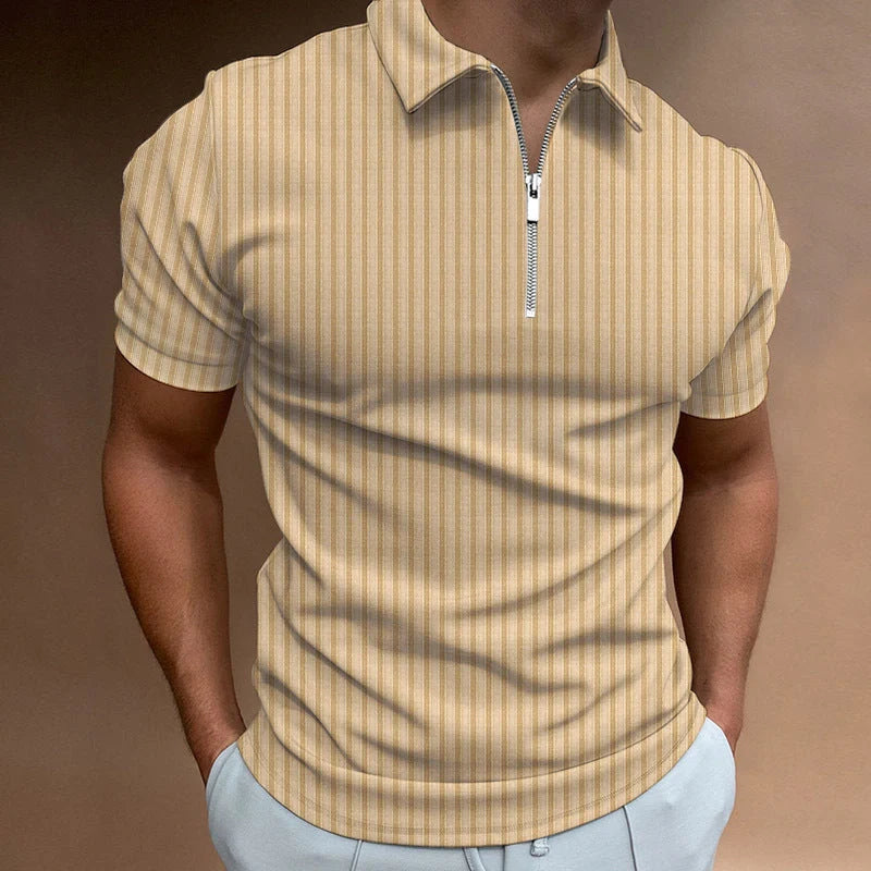 Men's striped zipper short sleeve t-shirt in various colors