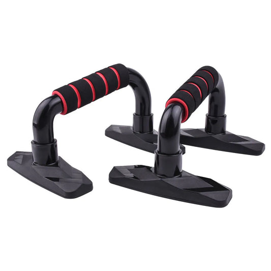 I-shaped push up bar with PP sponge grip in black, blue, grey, or red colours for arm and chest exercises