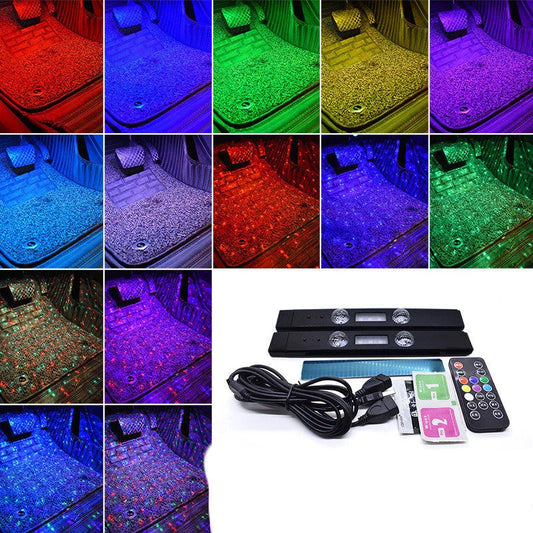 LED Car Footwell Lights creating a starry night effect inside a car